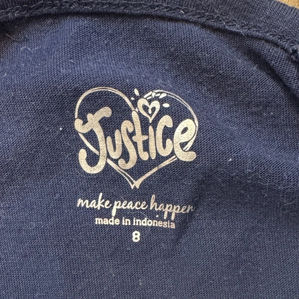 Justice Girls Size 8 Sequin LOVE Eye Graphic Tank Top Navy Blue 3/$30